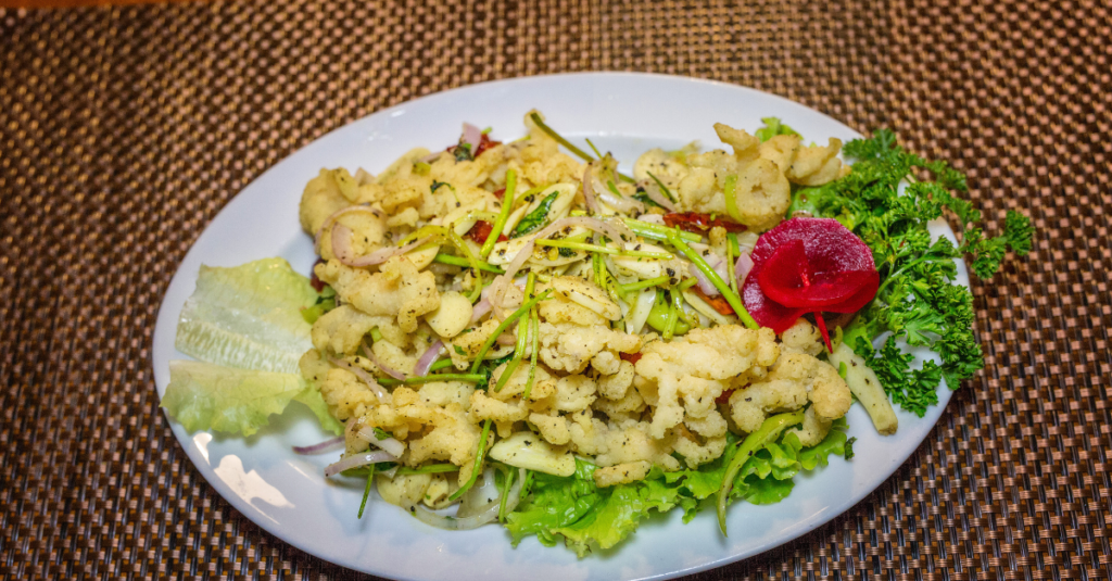 a portion of hot battered cuttlefish from mintage borella restaurant. 